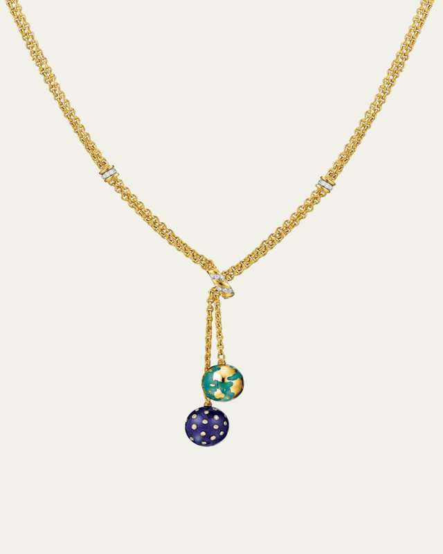18K Yellow Gold Night and Day Lariat Necklace with Diamonds